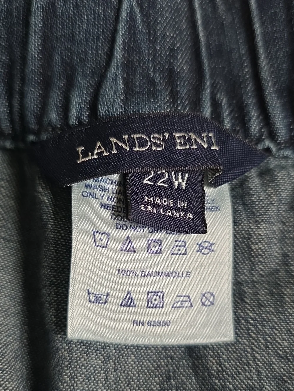 Lands' End Dark Blue Denim A-Line Midi Skirt